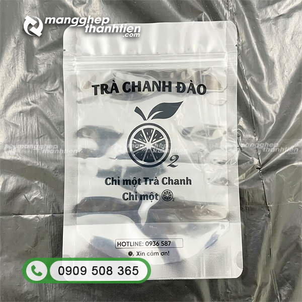 Túi zipper 1 mặt trong 1 mặt bạc đựng trà chanh hòa tan chống ẩm