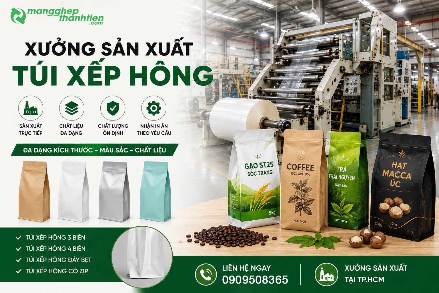 Xưởng sản xuất t&uacute;i xếp h&ocirc;ng theo y&ecirc;u cầu
