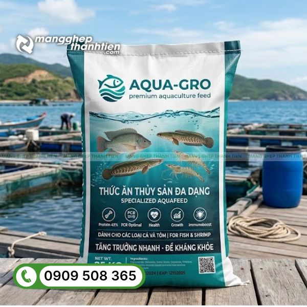 Bao b&igrave; thức ăn chăn nu&ocirc;i thủy hải sản cho t&ocirc;m c&aacute;