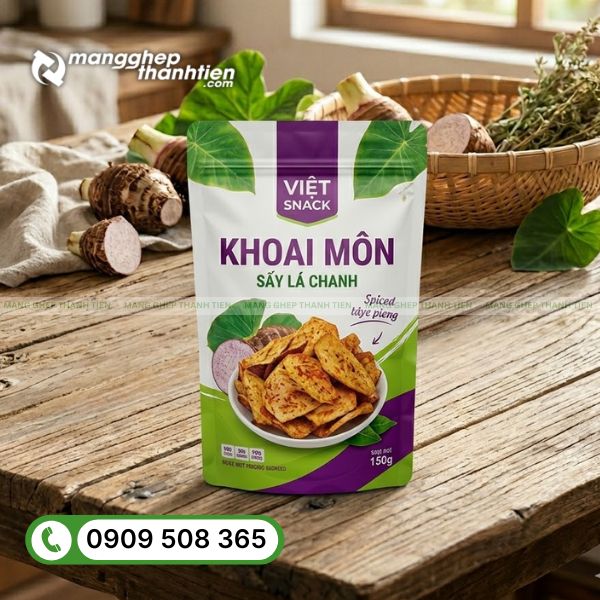 Bao b&igrave; m&agrave;ng gh&eacute;p khoai m&ocirc;n sấy nhiều lớp chống ẩm, chống oxy h&oacute;a