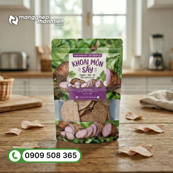Mẫu bao b&igrave; khoai m&ocirc;n sấy đẹp, thiết kế hiện đại, bắt mắt
