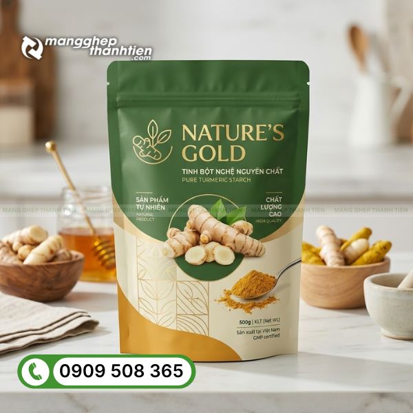 Thiết kế bao bì tinh bột nghệ chuẩn thương hiệu chuyên nghiệp