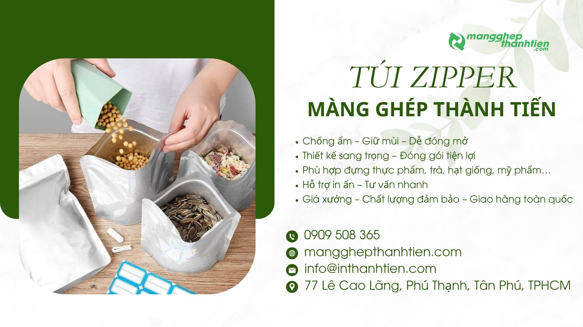 Xưởng sản xuất túi zipper bạc tại Màng Ghép Thành Tiến