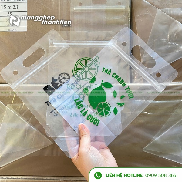 Mẫu t&uacute;i zip trong in logo thương hiệu