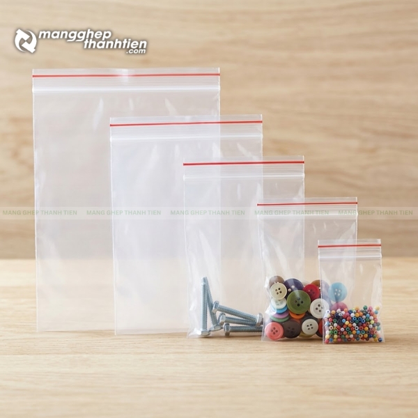 Size t&uacute;i zip chỉ đỏ phổ biến d&ugrave;ng đ&oacute;ng g&oacute;i thực phẩm v&agrave; linh kiện