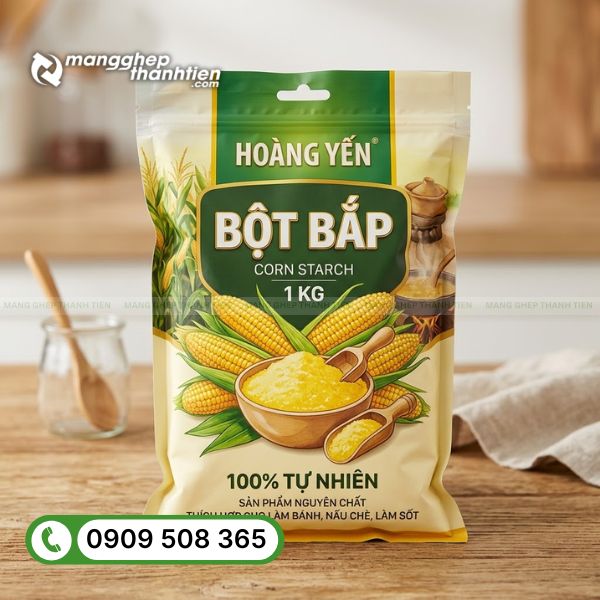 Thiết kế bao bì đựng bột bắp chuyên nghiệp, in sắc nét