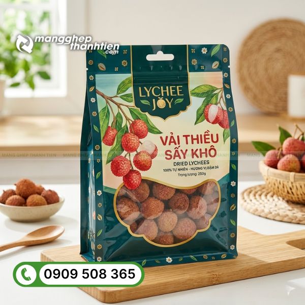 Thiết kế bao bì vải thiều sấy theo yêu cầu