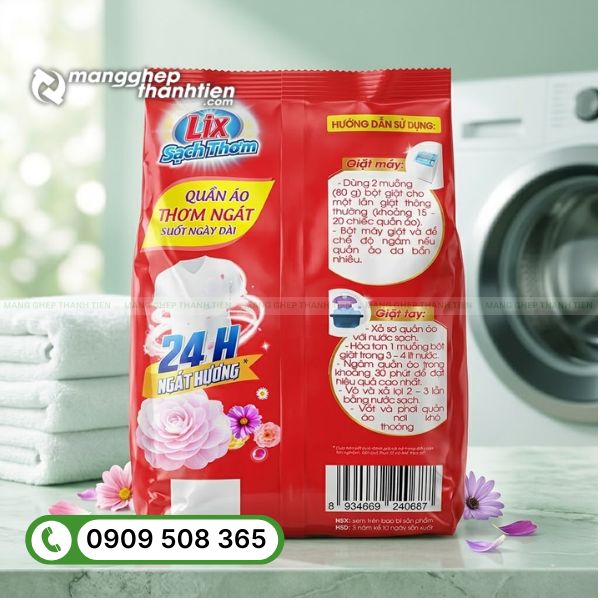 Th&ocirc;ng tin in tr&ecirc;n bao b&igrave; bột giặt r&otilde; n&eacute;t chuy&ecirc;n nghiệp