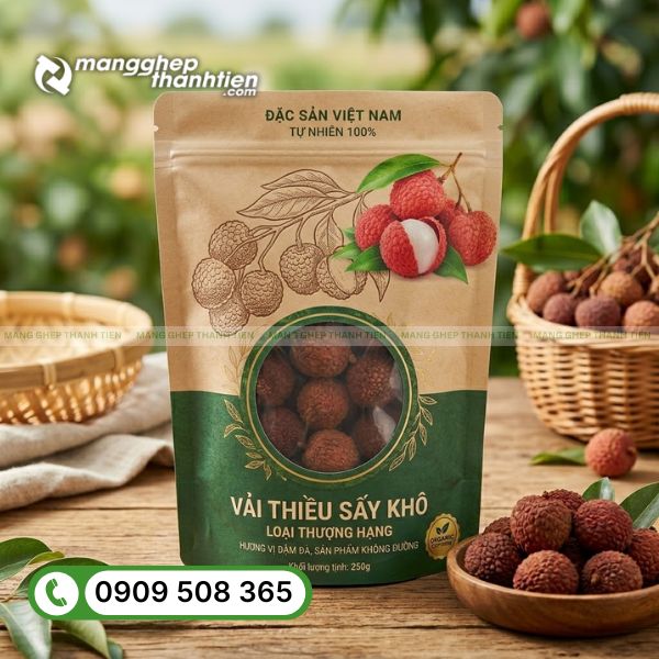 Túi zip đựng vải sấy khô chất liệu Kraft ghép PE