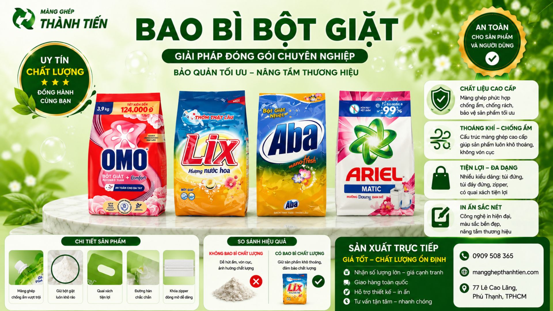 Xưởng sản xuất bao b&igrave; bột giặt tại TPHCM theo y&ecirc;u cầu