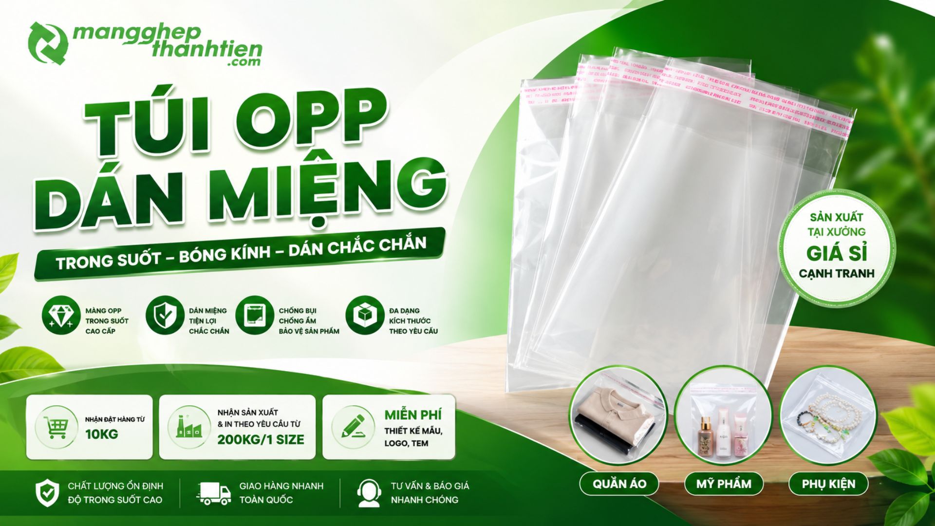 T&uacute;i d&aacute;n miệng OPP nhiều k&iacute;ch thước phổ biến
