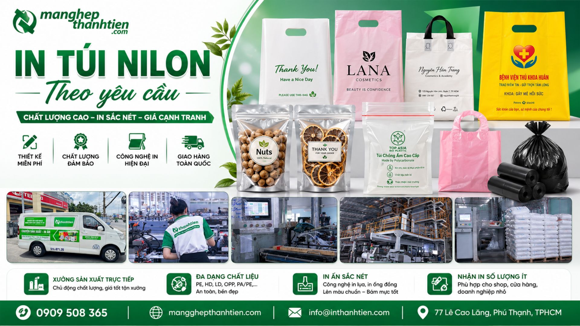 Xưởng in túi ni lông hiện đại với dây chuyền sản xuất công suất lớn