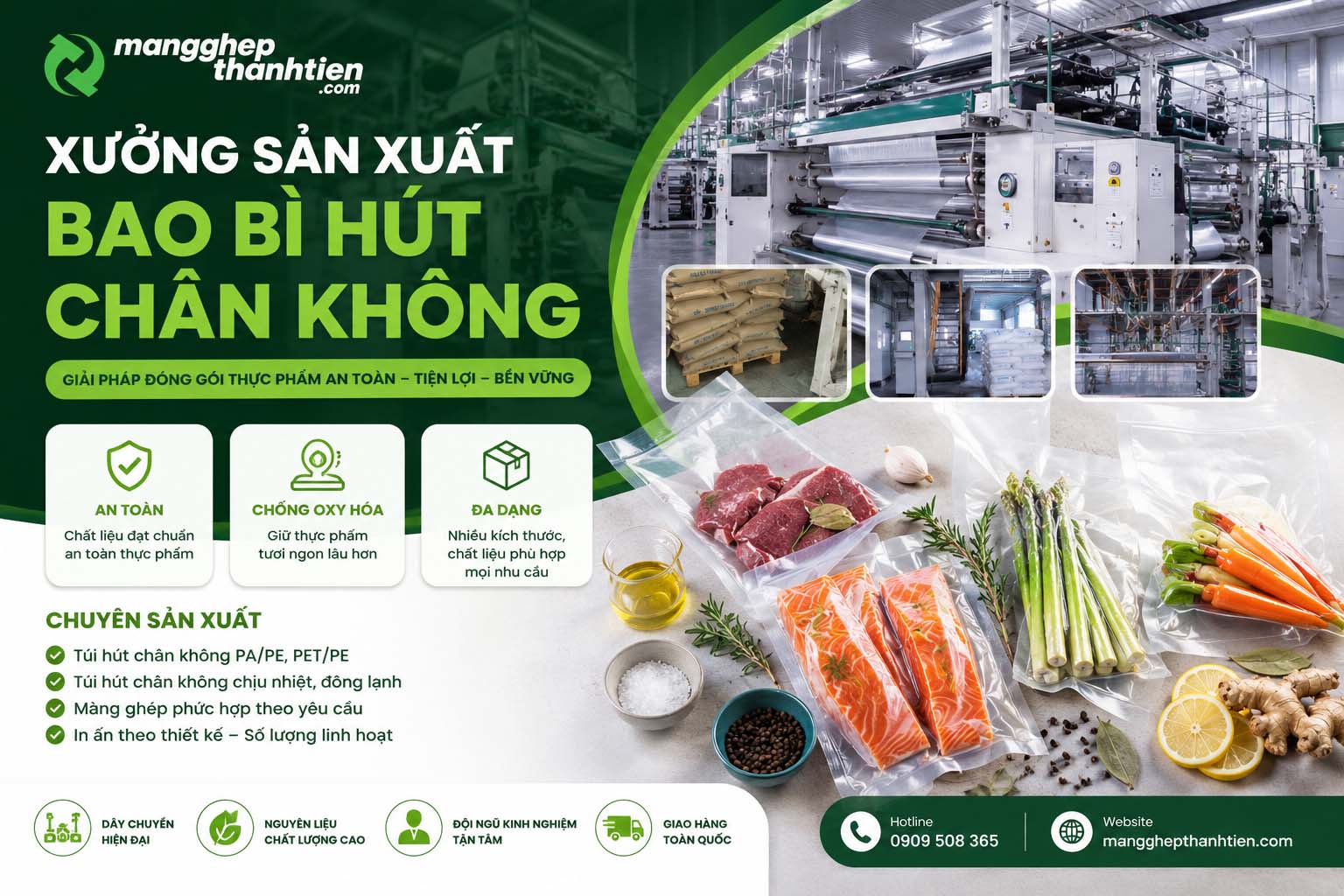 Túi PA hút chân không giá sỉ tại Màng Ghép Thành Tiến