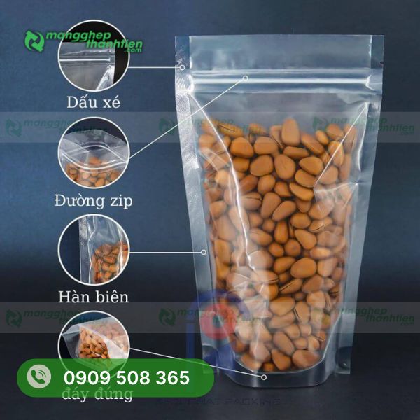 Cấu tạo của túi zipper trong suốt đáy đứng