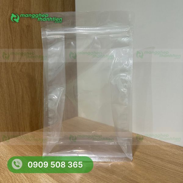 Túi zipper trong suốt đáy đứng