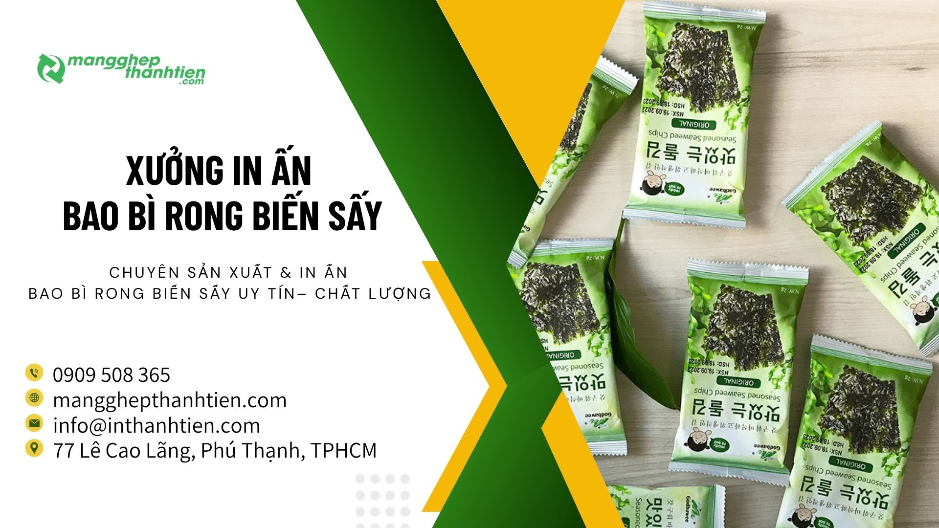 Xưởng in ấn bao bì rong biển sấy uy tín, giá rẻ tại TPHCM