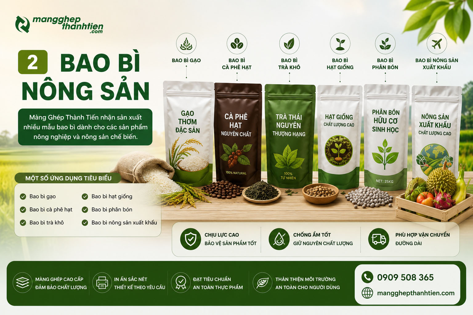 Bao b&igrave; n&ocirc;ng sản in ấn bắt mắt, đảm bảo chất lượng n&ocirc;ng sản d&agrave;i l&acirc;u