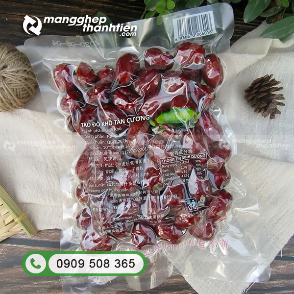 Bao bì hút chân không đựng táo đỏ in ấn thông tin sắc nét