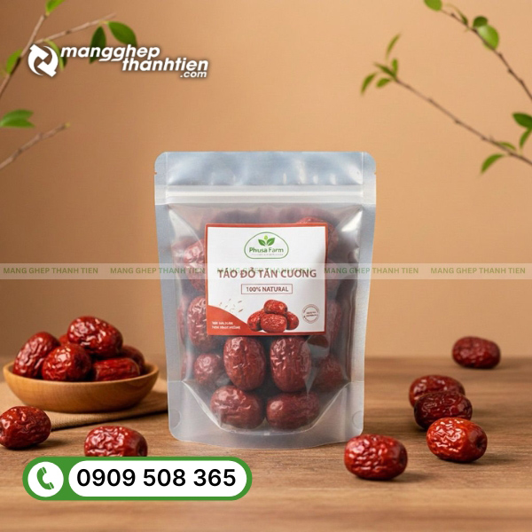 Túi zip đáy đứng đựng táo đỏ tiện lợi, dễ trưng bày