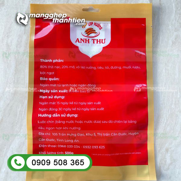 Th&ocirc;ng tin in ấn tr&ecirc;n bao b&igrave; lạp xưởng