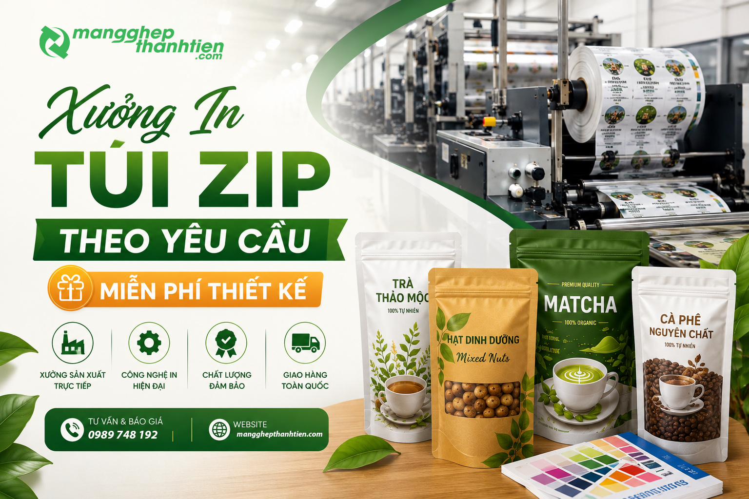 Xưởng In Túi Zip Theo Yêu Cầu, Miễn Phí Thiết Kế
