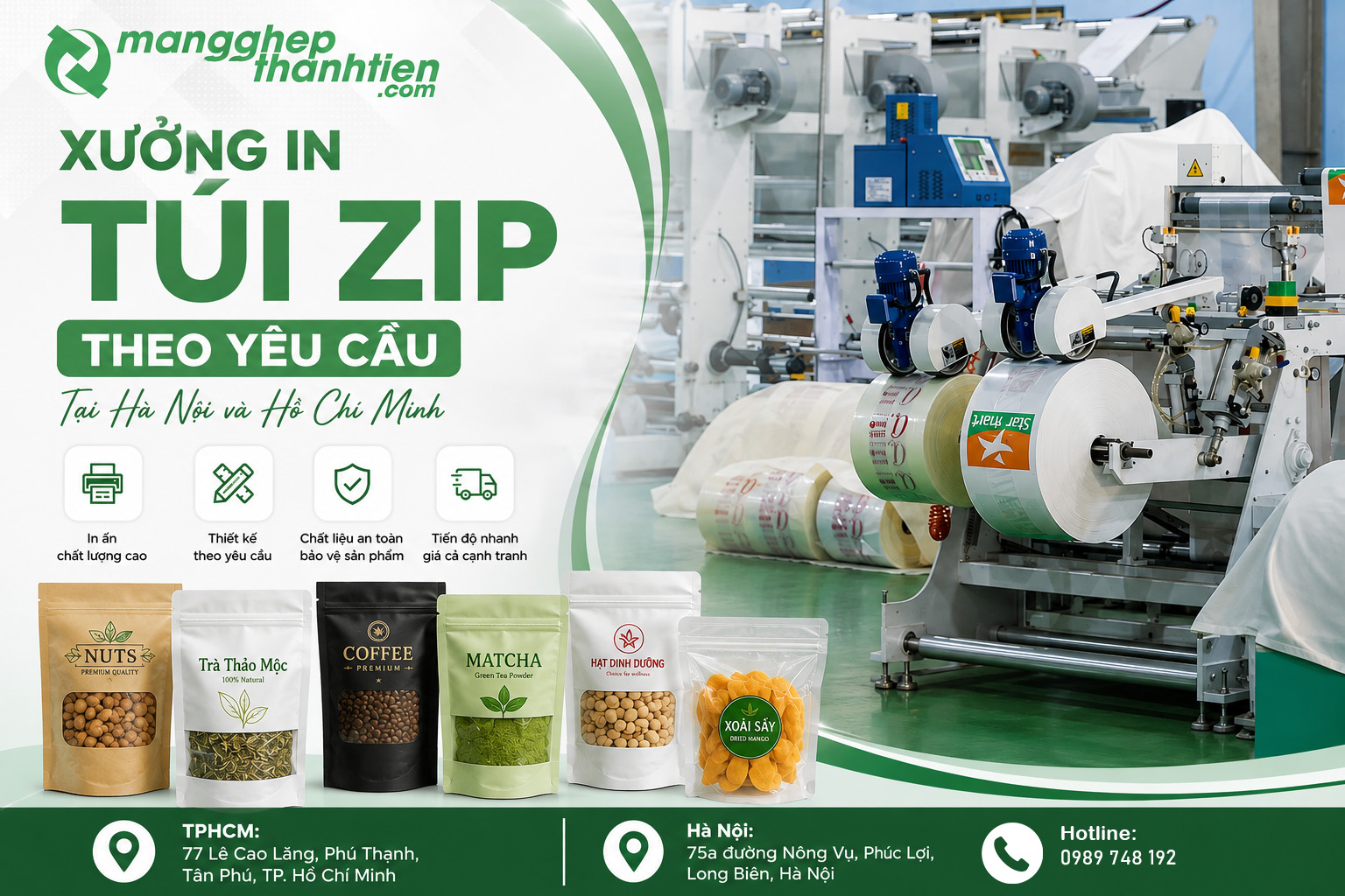 Xưởng In Túi Zip Theo Yêu Cầu Tại Hà Nội và Hồ Chí Minh
