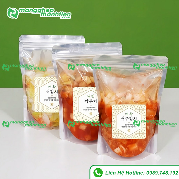 Túi zip đựng kim chi đóng gói phục vụ bán hàng và giao online