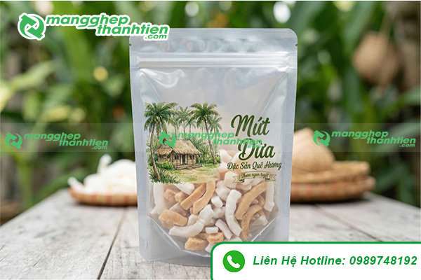 Túi zip bạc đựng mứt dừa in bao bì theo yêu cầu