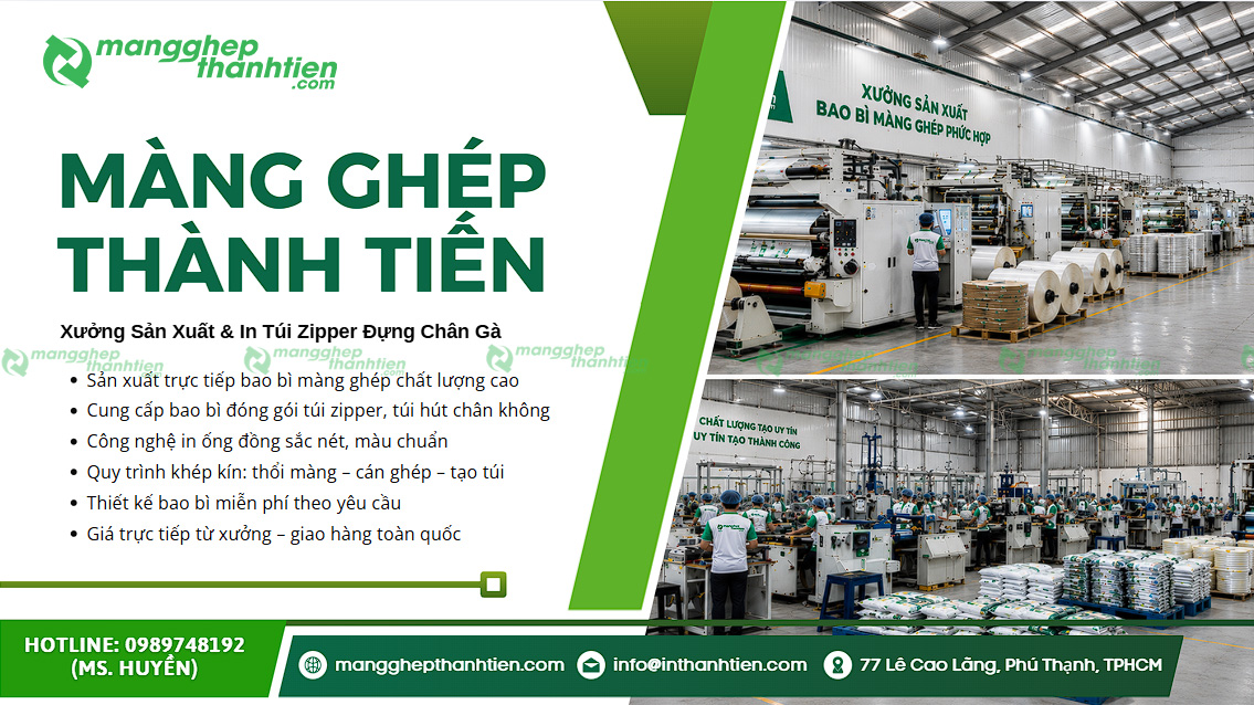 Xưởng sản xuất t&uacute;i zipper đựng ch&acirc;n g&agrave; theo y&ecirc;u cầu