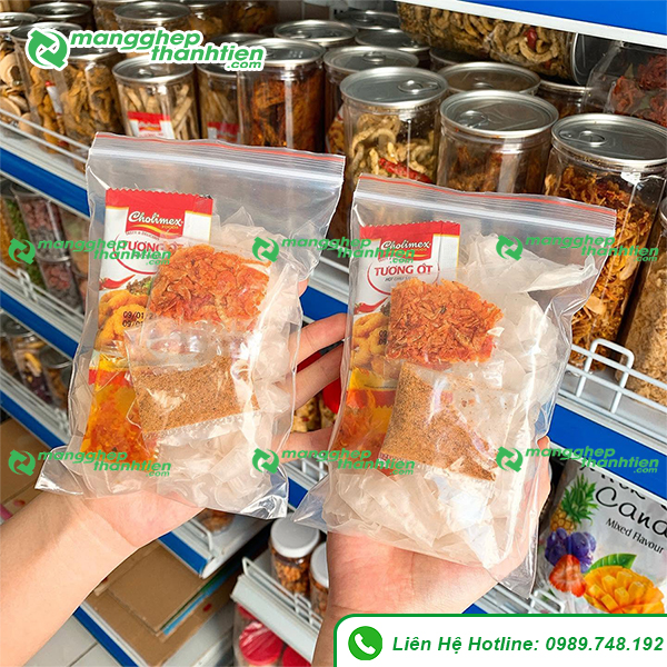 Túi zip chỉ đỏ đựng bánh tráng