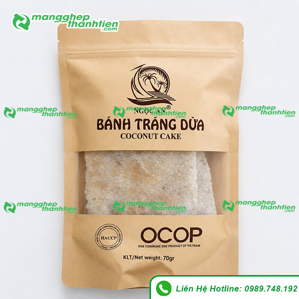 Túi zip Kraft cửa sổ đựng bánh tráng