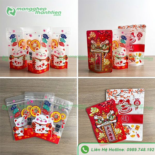 T&uacute;i zip đ&aacute;y đứng mini đựng b&aacute;nh kẹo