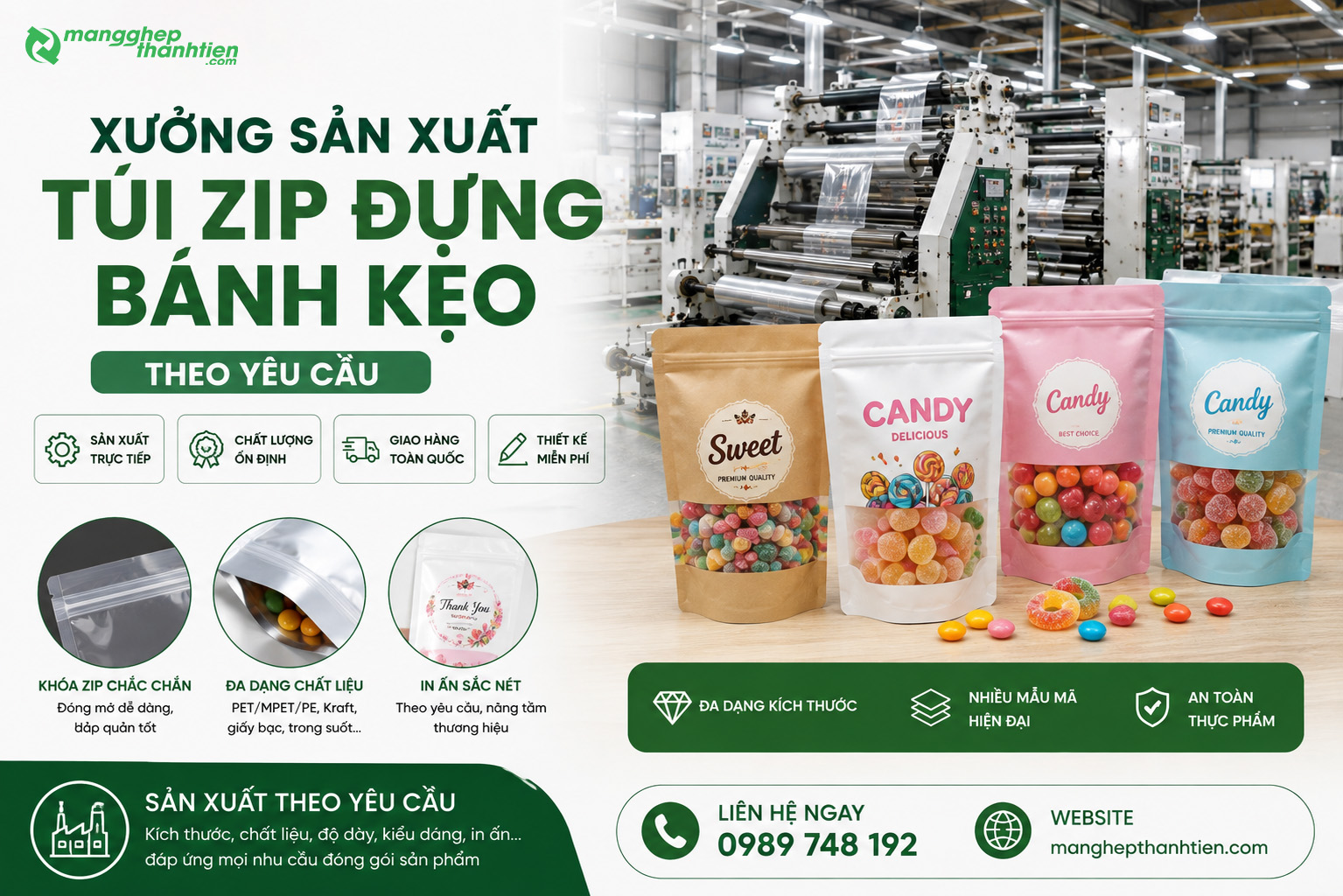 Xưởng sản xuất t&uacute;i zip đựng b&aacute;nh kẹo theo y&ecirc;u cầu