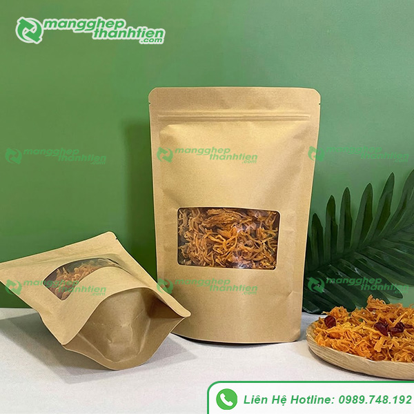 T&uacute;i zip Kraft đựng kh&ocirc; g&agrave; ph&ugrave; hợp sản phẩm handmade v&agrave; đặc sản
