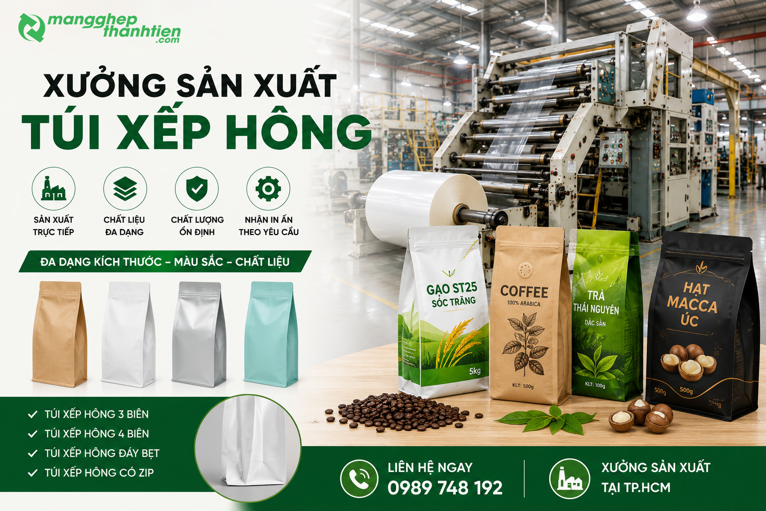 Xưởng sản xuất t&uacute;i xếp h&ocirc;ng theo y&ecirc;u cầu