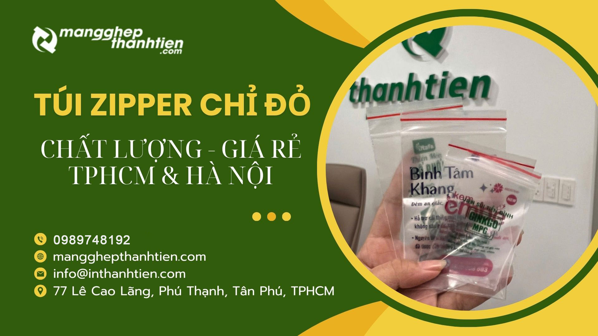 In t&uacute;i zipper chỉ đỏ tại xưởng M&agrave;ng Gh&eacute;p Th&agrave;nh Tiến