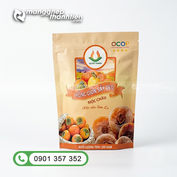 T&uacute;i zip đ&aacute;y đứng đựng hồng sấy dẻo