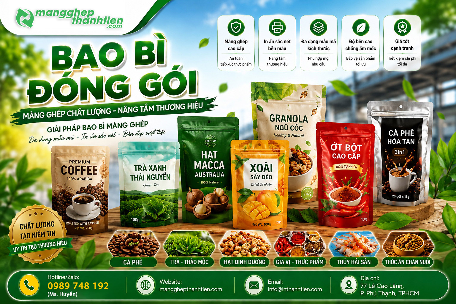 Bao b&igrave; đ&oacute;ng g&oacute;i h&agrave;ng h&oacute;a với thiết kế đẹp, chất liệu bền gi&uacute;p bảo quản sản phẩm hiệu quả