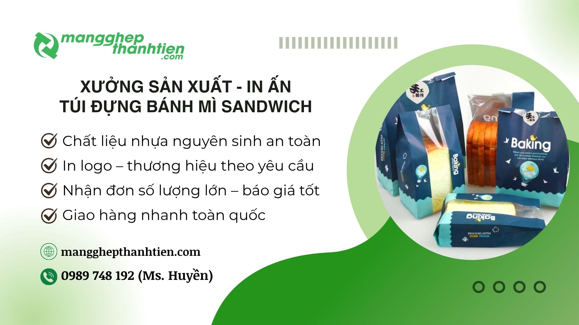 Xưởng sản xuất, in ấn t&uacute;i đựng b&aacute;nh m&igrave; sandwich