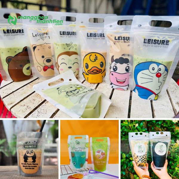Mẫu túi zipper đựng trà sữa, trà chanh in logo theo yêu cầu
