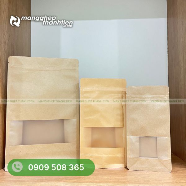 Túi zip giấy kraft có cửa sổ – dễ nhìn thấy sản phẩm