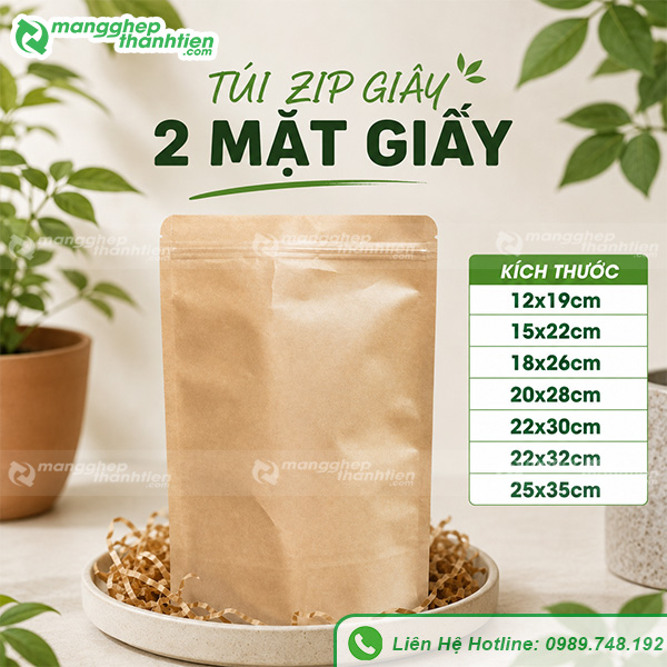 T&uacute;i zip giấy 2 mặt giấy