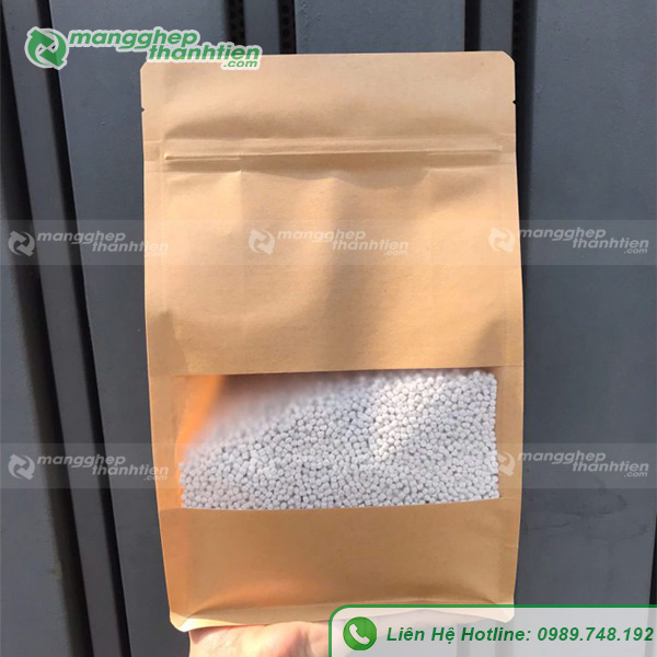 T&uacute;i zip giấy 8 cạnh cửa sổ tr&agrave;n trong suốt quan s&aacute;t sản phẩm b&ecirc;n trong