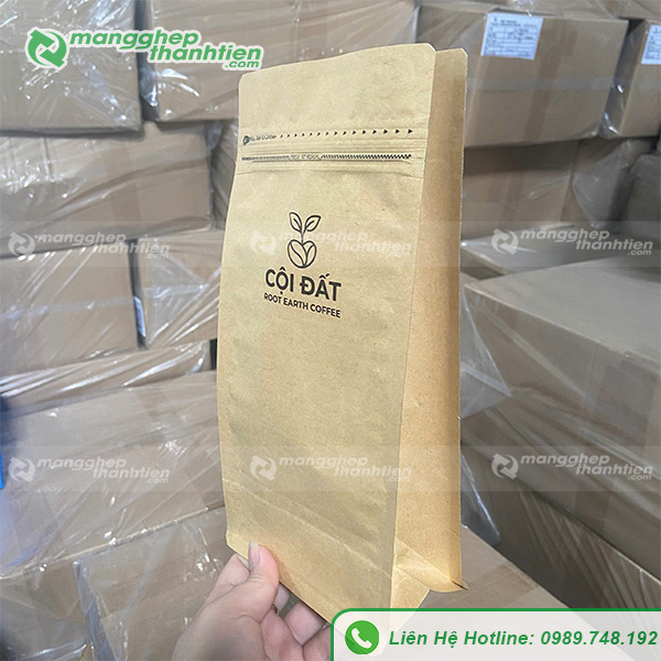T&uacute;i zip giấy 8 cạnh đ&aacute;y đứng sản xuất theo y&ecirc;u cầu tại xưởng