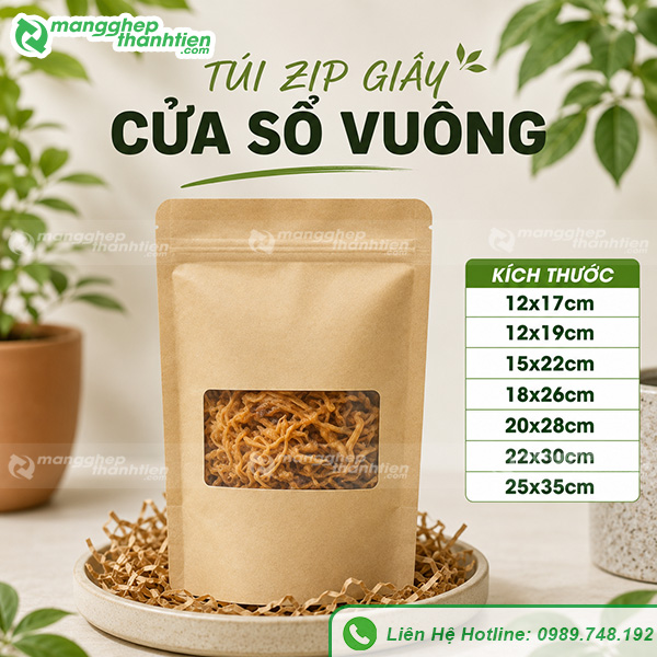T&uacute;i zip giấy cửa sổ vu&ocirc;ng