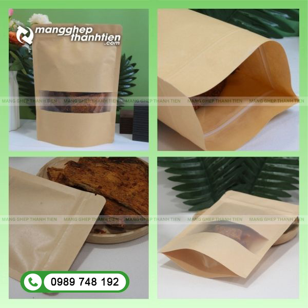 T&uacute;i kraft zipper đ&aacute;y đứng, dễ trưng b&agrave;y, chứa được nhiều sản phẩm
